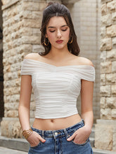 Off Shoulder Ruched Backless Crop Top